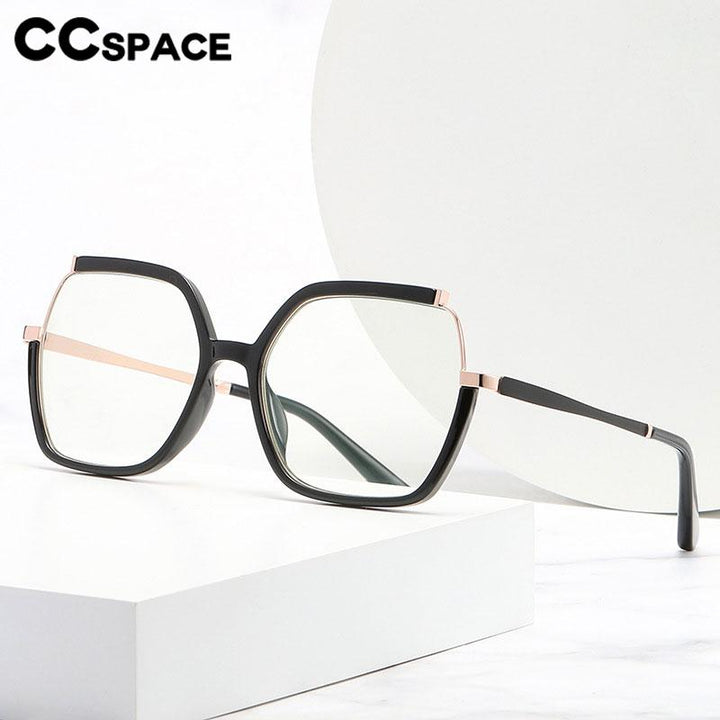 CCspace Women's Semi Rim Square Tr 90 Titanium Eyeglasses 56716 Semi Rim CCspace