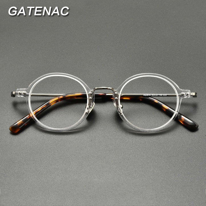 Gatenac Unisex Full Rim Round Titanium Acetate Eyeglasses Gxyj854 Full Rim Gatenac