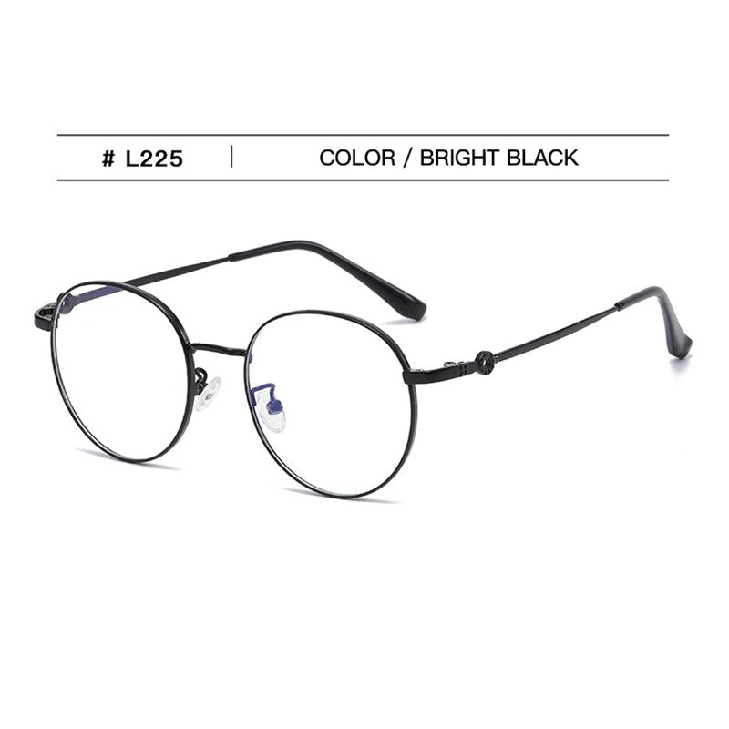 Hotochki Unisex Full Rim Round Stainless Steel Alloy Eyeglasses L225 Full Rim Hotochki black