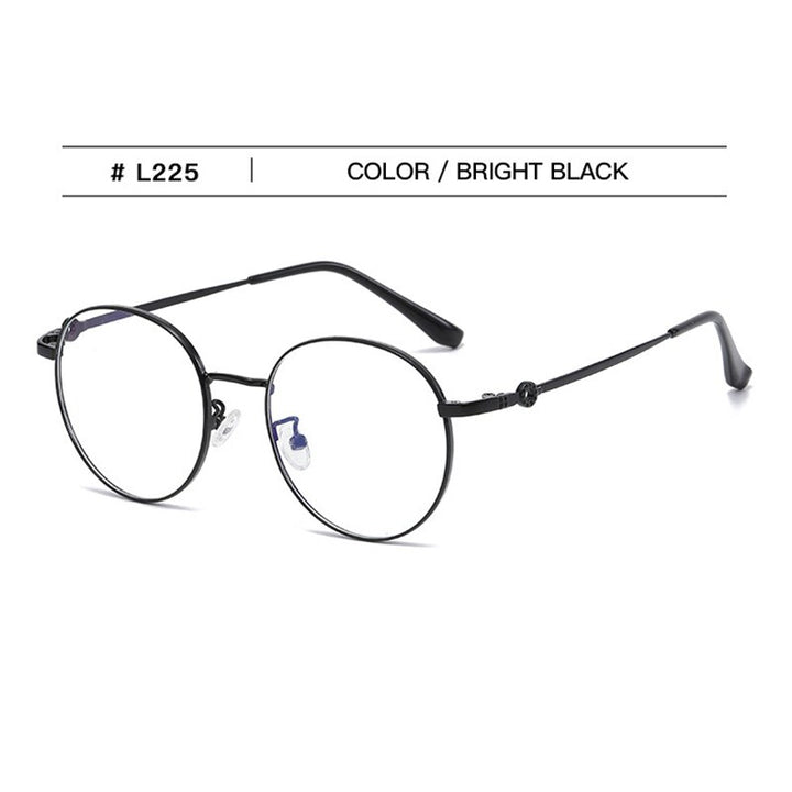 Hotochki Unisex Full Rim Round Stainless Steel Alloy Eyeglasses L225 Full Rim Hotochki black