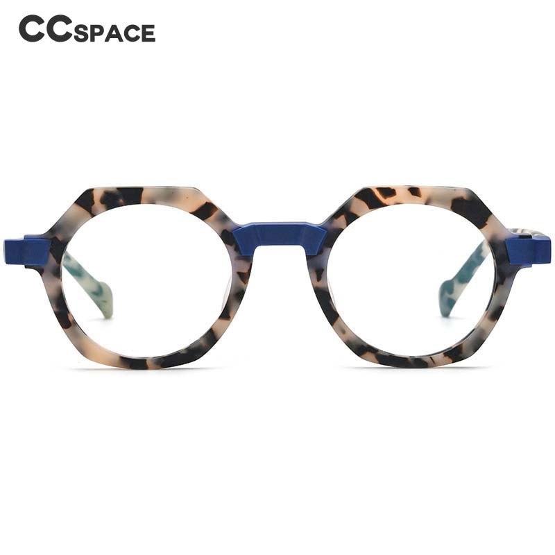 CCspace Unisex Full Rim Irregular Round Acetate Eyeglasses 54700 Full Rim CCspace