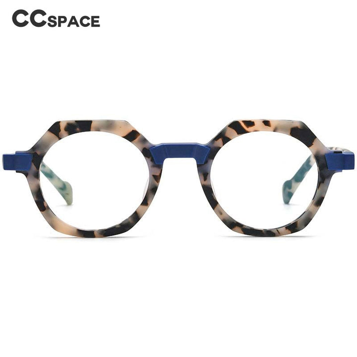 CCspace Unisex Full Rim Irregular Round Acetate Eyeglasses 54700 Full Rim CCspace