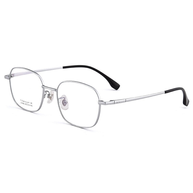 Bclear Unisex Full Rim Small Square Titanium Eyeglasses Lb5366 Full Rim Bclear Silver
