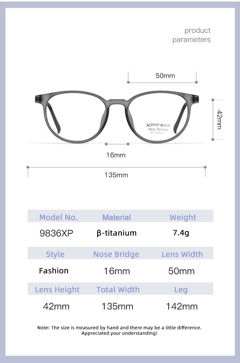 Gmei Unisex Full Rim Round Square Tr 90 Titanium Eyeglasses 9836xp Full Rim Gmei Optical