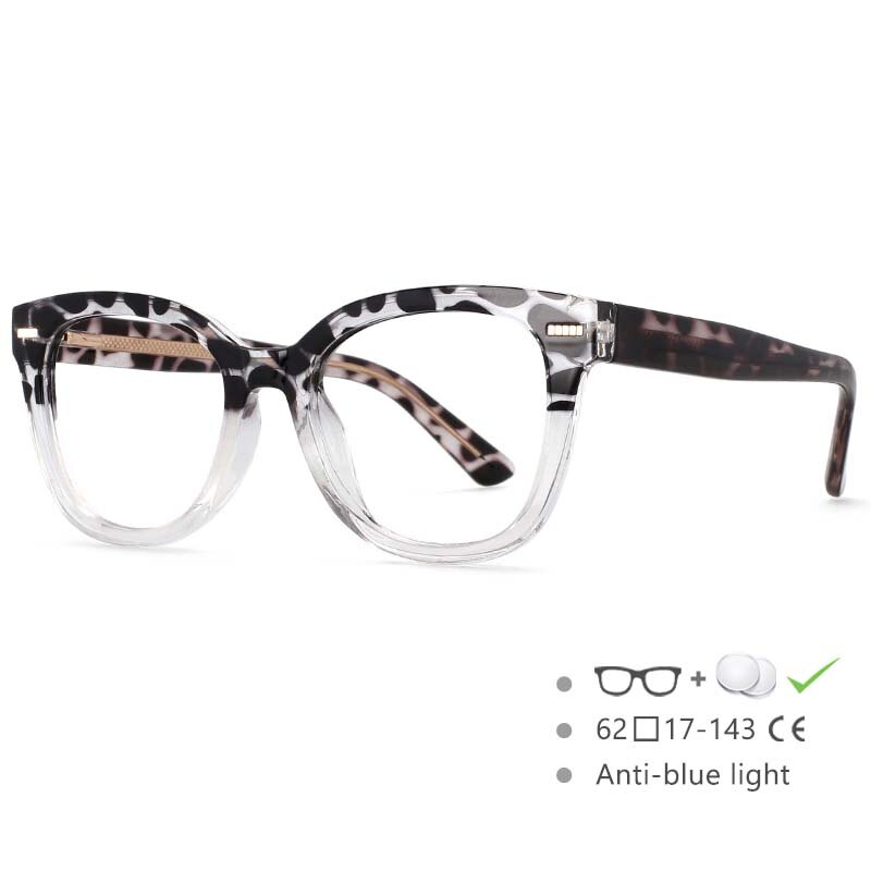 CCspace Unisex Full Rim Square Cat Eye Frame Eyeglasses 54607 Full Rim CCspace Leopard China