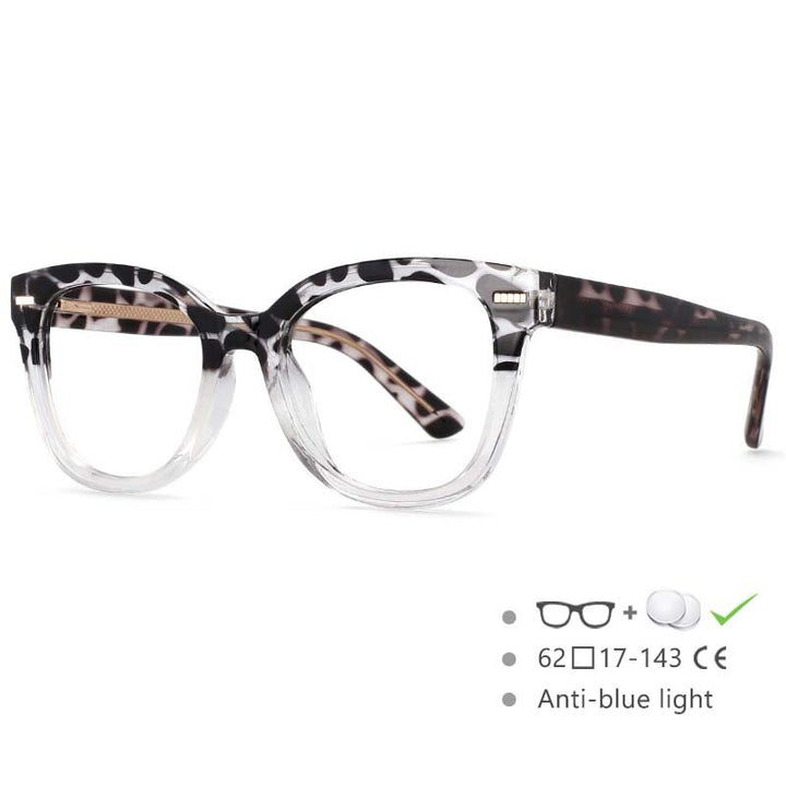 CCspace Unisex Full Rim Square Cat Eye Frame Eyeglasses 54607 Full Rim CCspace Leopard China