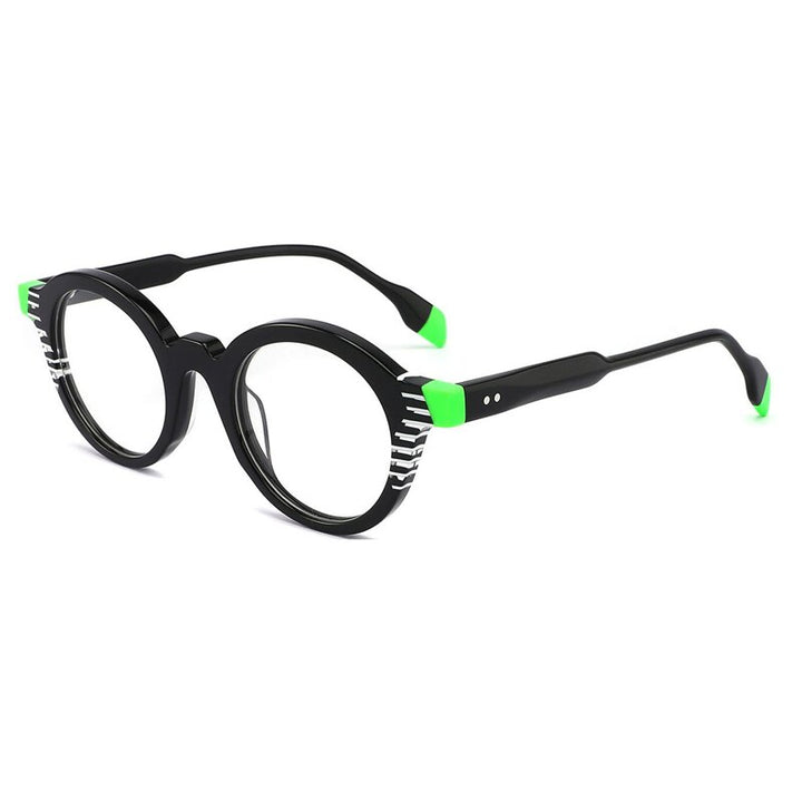 Gatenac Unisex Full Rim Round Acetate Eyeglasses Gxyj1013 Full Rim Gatenac