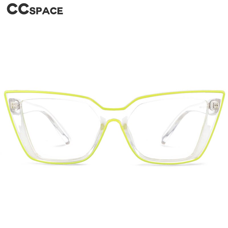 CCspace Women's Full Rim Square Flat Top Cat Eye Acetate Alloy Eyeglasses 55338 Full Rim CCspace