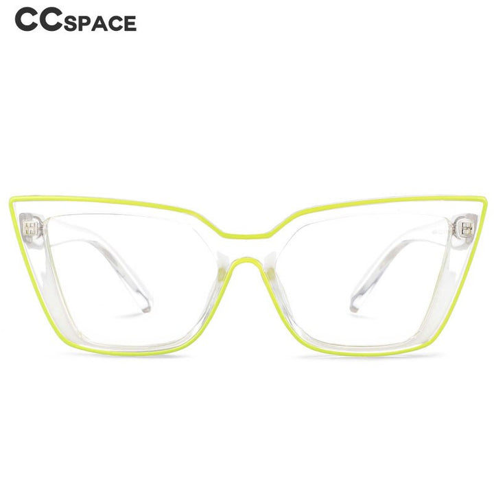 CCspace Women's Full Rim Square Flat Top Cat Eye Acetate Alloy Eyeglasses 55338 Full Rim CCspace
