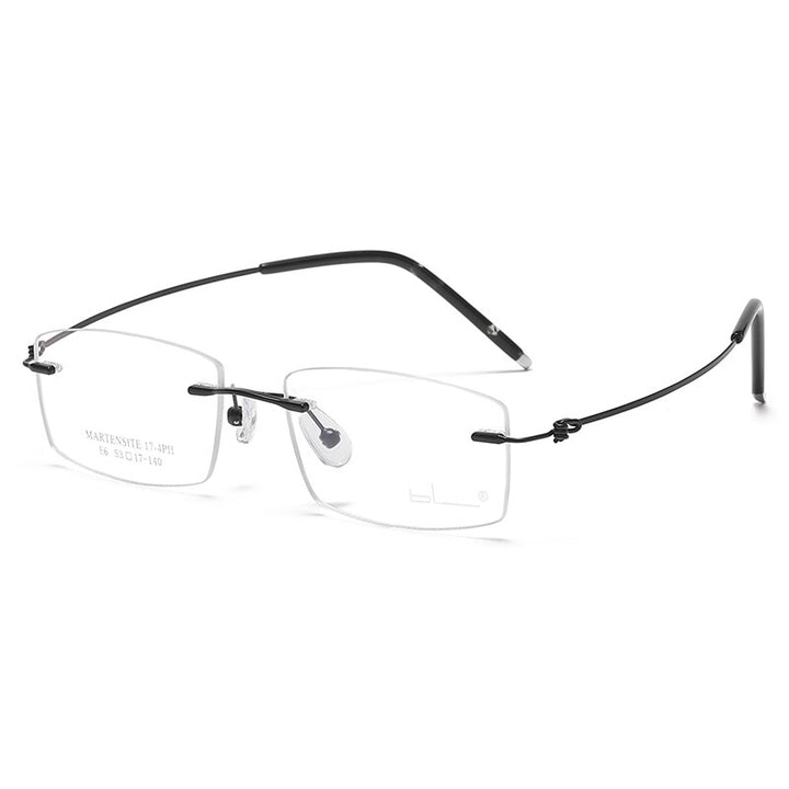 Reven Jate Unisex Rimless Rectangle Titanium Alloy Eyeglasses 8581 Rimless Reven Jate black