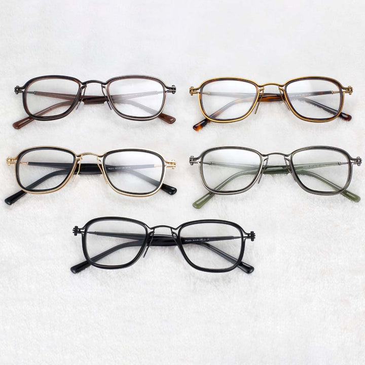 CCspace Unisex Full Rim Square Round Acetate Alloy Steampunk Frame Eyeglasses 54227 Full Rim CCspace