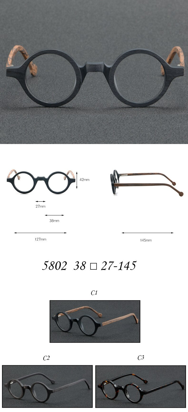 Cubojue Unisex Full Rim Small Round Acetate Hyperopic Reading Glasses Cl003a Reading Glasses Cubojue