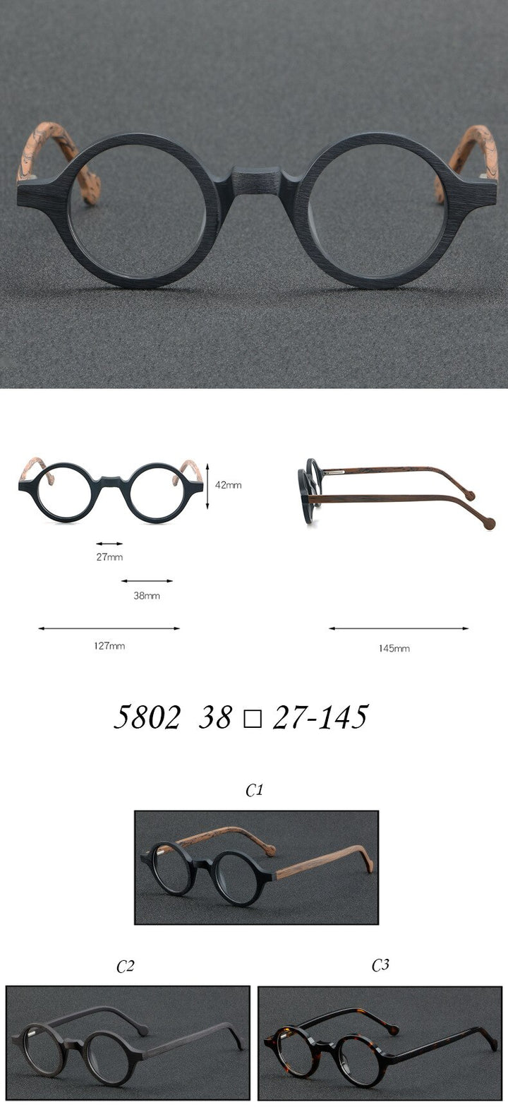 Cubojue Unisex Full Rim Small Round Acetate Hyperopic Reading Glasses Cl003a Reading Glasses Cubojue
