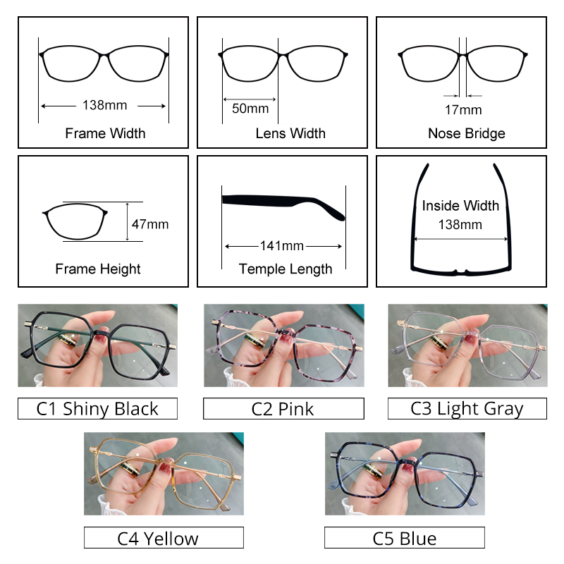 Ralferty Women's Full Rim Irregular Sqare Alloy Acetate Eyeglasses D307 Full Rim Ralferty