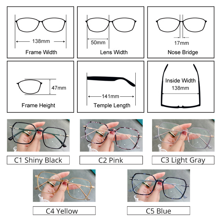 Ralferty Women's Full Rim Irregular Sqare Alloy Acetate Eyeglasses D307 Full Rim Ralferty