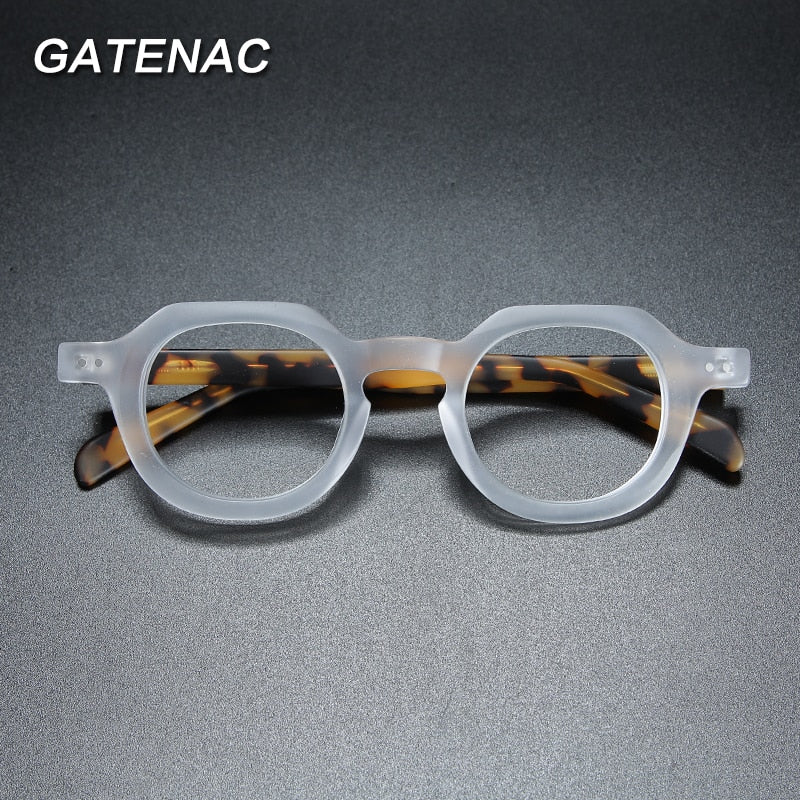 Gatenac Unisex Full Rim Round Square Acetate Eyeglasses Gxyj912 Full Rim Gatenac