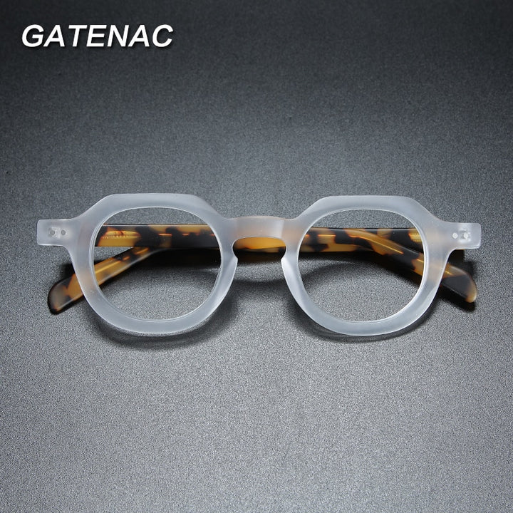 Gatenac Unisex Full Rim Round Square Acetate Eyeglasses Gxyj912 Full Rim Gatenac
