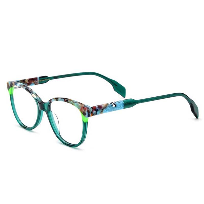CCspace Unisex Full Rim Square Cat Eye Acetate Eyeglasses 53152 Full Rim CCspace Green China
