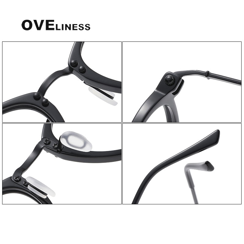 Oveliness Unisex Full Rim Square Screwless Acetate Titanium Eyeglasses 5881 Full Rim Oveliness