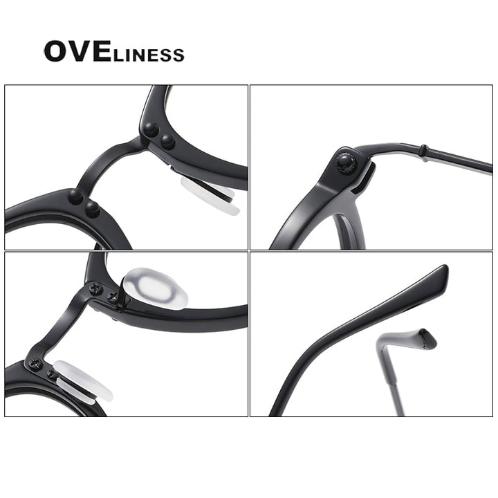 Oveliness Unisex Full Rim Square Screwless Acetate Titanium Eyeglasses 5881 Full Rim Oveliness