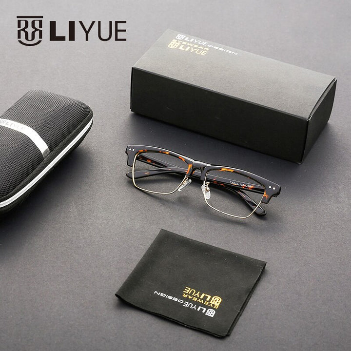 Oveliness Unisex Full Rim Square Acetate Alloy Eyeglasses Full Rim Oveliness