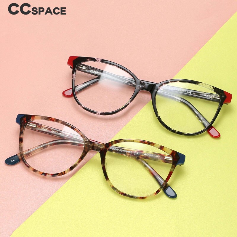 CCspace Women's Full Rim Round Acetate Frame Eyeglasses 54552 Full Rim CCspace