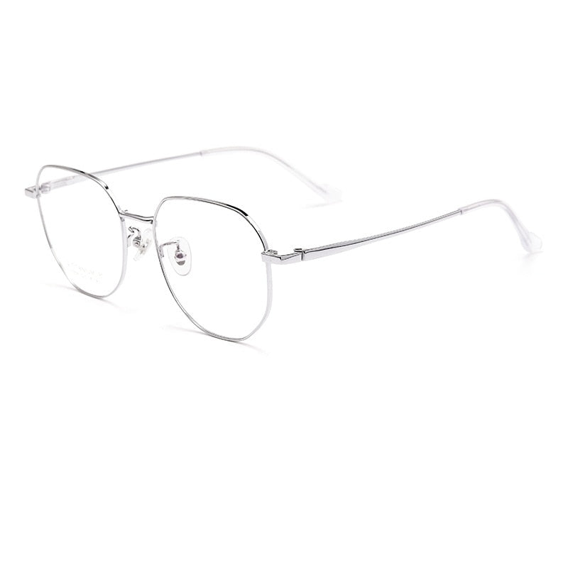 Yimaruili Unisex Full Rim Polygonal Titanium Eyeglasses T808 Full Rim Yimaruili Eyeglasses Silver
