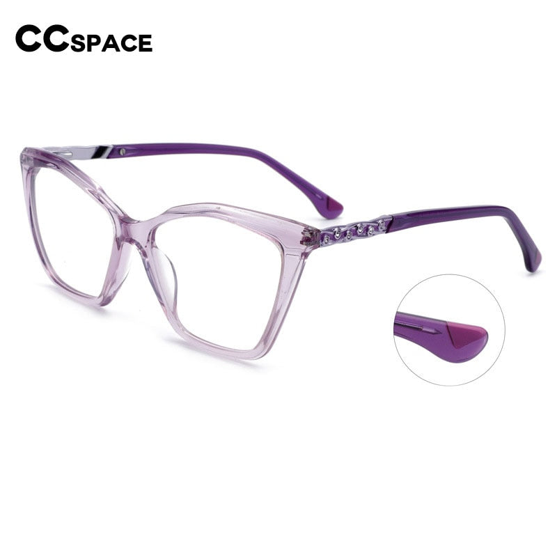 CCspace Women's Full Rim Square Cat Eye Acetate Eyeglasses 55277 Full Rim CCspace