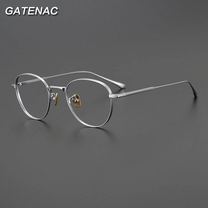Gatenac Unisex Full Rim Round Square Titanium Eyeglasses Gxyj988 Full Rim Gatenac