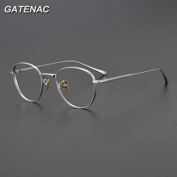 Gatenac Unisex Full Rim Round Square Titanium Eyeglasses Gxyj988 Full Rim Gatenac