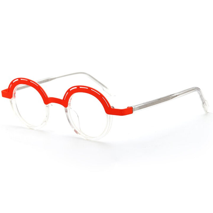 Muzz Unisex Full Rim Irregular Round Acetate Alloy Eyeglasses 1176 Full Rim Muzz C2