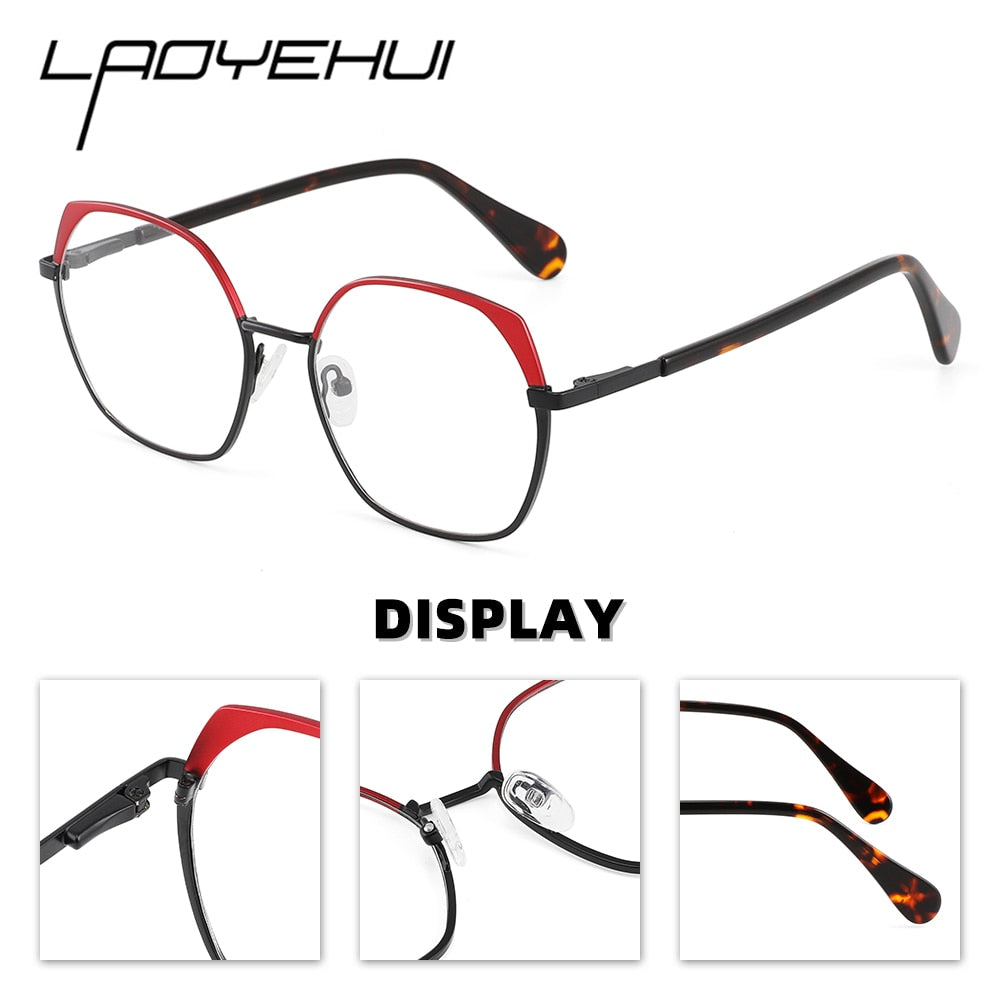 Laoyehui Women's Full Rim Polygon Cat Eye Alloy Reading Glasses Anti-Blue Light Gl9210 Reading Glasses Laoyehui