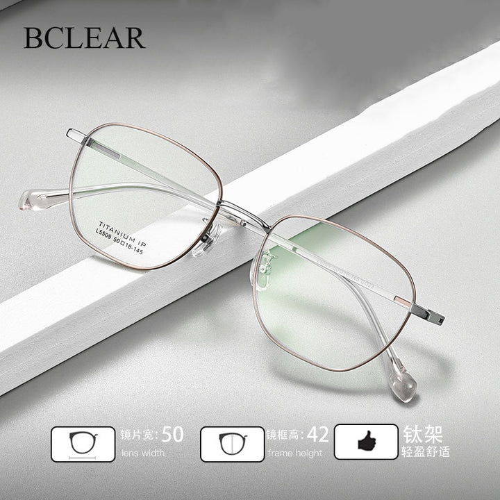 Bclear Unisex Full Rim Square Titanium Eyeglasses Lb5509 Full Rim Bclear