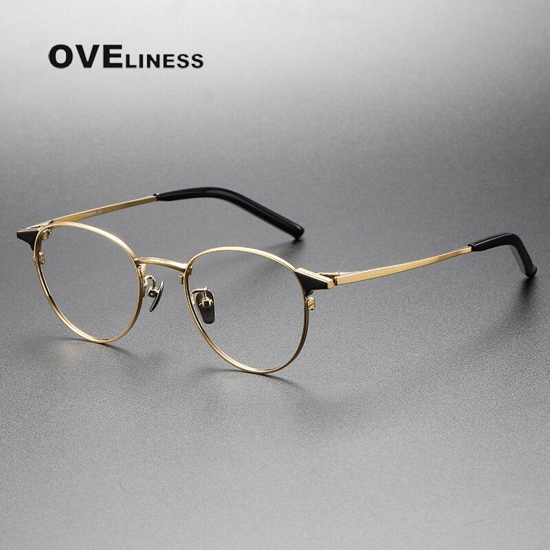 Oveliness Unisex Full Rim Round Titanium Eyeglasses 960 Full Rim Oveliness black gold