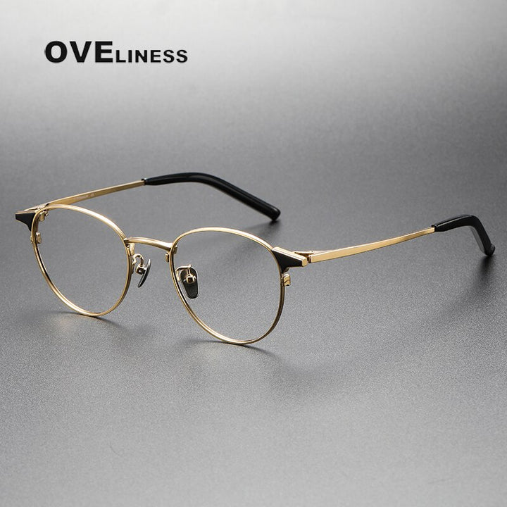 Oveliness Unisex Full Rim Round Titanium Eyeglasses 960 Full Rim Oveliness black gold