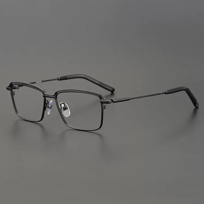 Gatenac Unisex Full Rim Square Titanium Eyeglasses Gxyj906 Full Rim Gatenac Black