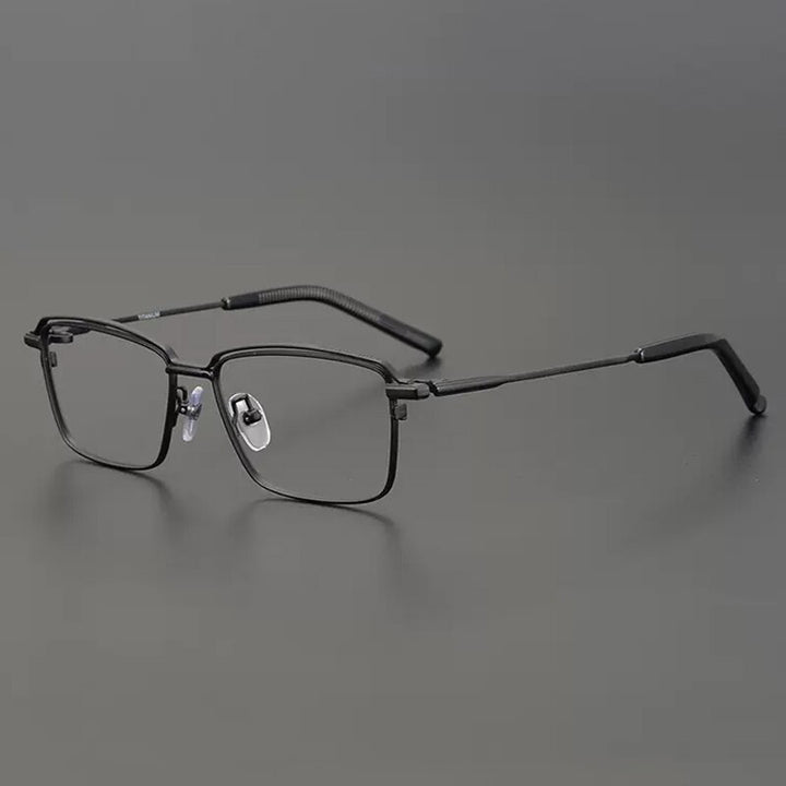 Gatenac Unisex Full Rim Square Titanium Eyeglasses Gxyj906 Full Rim Gatenac Black