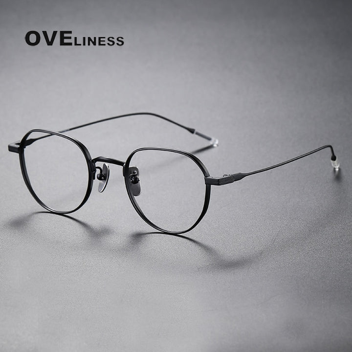 Oveliness Unisex Full Rim Round Titanium Eyeglasses 80803 Full Rim Oveliness black