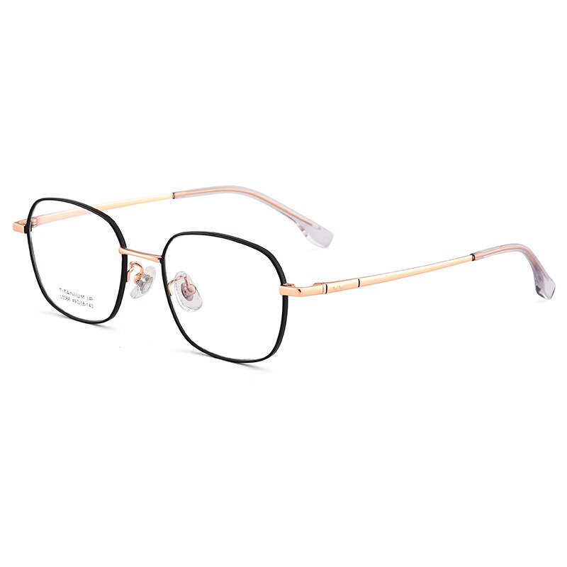 Bclear Unisex Full Rim Small Square Titanium Eyeglasses Lb5366 Full Rim Bclear Black Gold