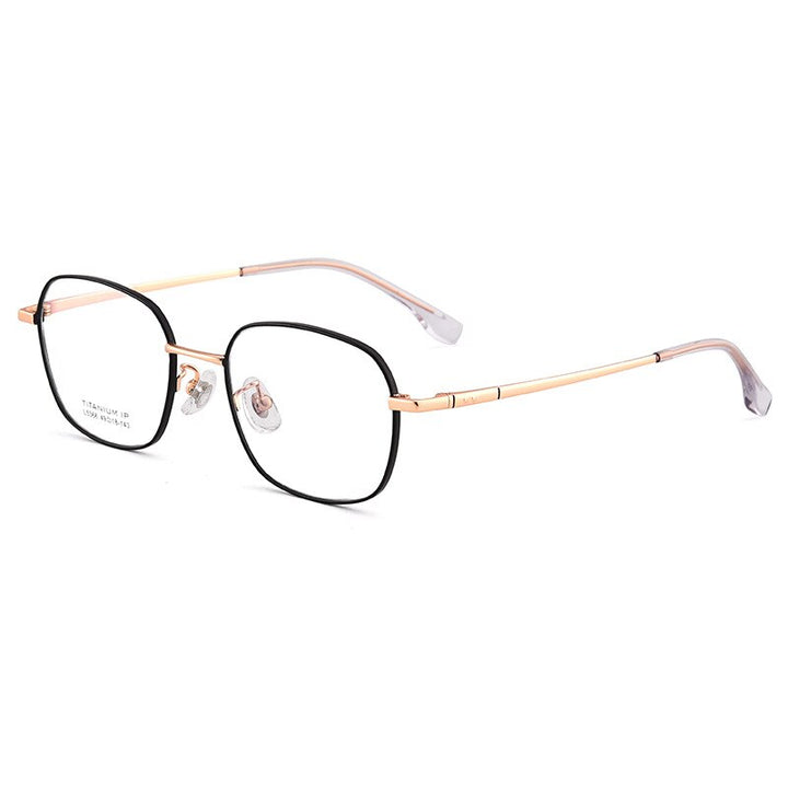 Bclear Unisex Full Rim Small Square Titanium Eyeglasses Lb5366 Full Rim Bclear Black Gold