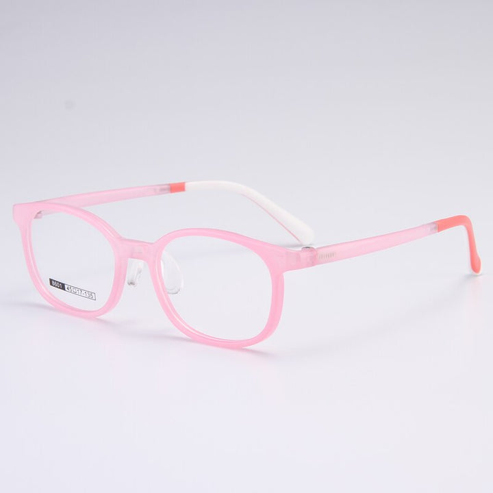 Gmei Unisex Children's Full Rim Round Rectangle Silicone TR90 Eyeglasses 8601 Full Rim Gmei Optical Pink  