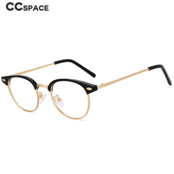 CCspace Unisex Full Rim Round Square Alloy Eyeglasses 55866 Full Rim CCspace