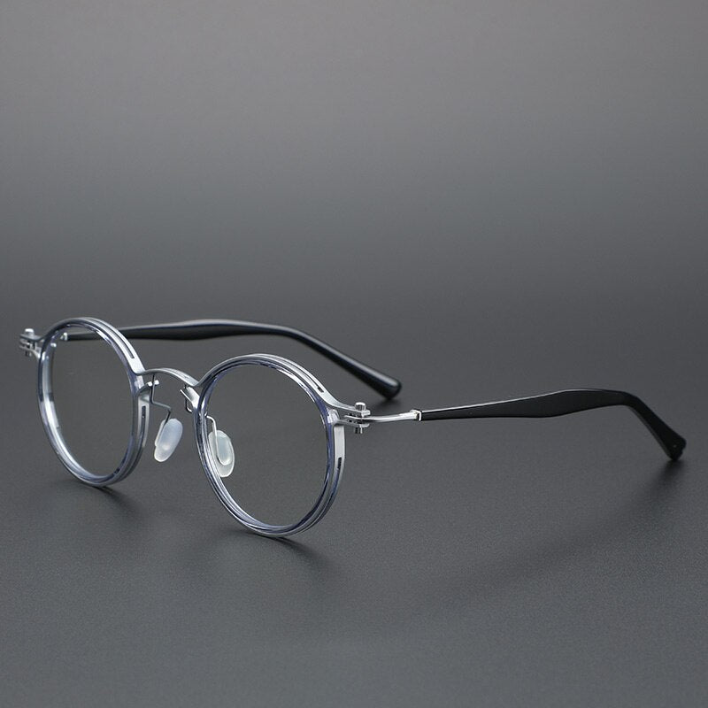 Cubojue Unisex Full Rim Round Acetate Alloy Hyperopic Reading Glasses Reading Glasses Cubojue no function lens 0 silver