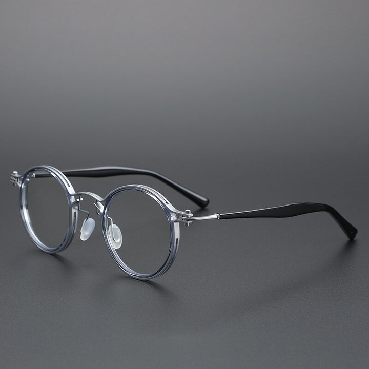 Cubojue Unisex Full Rim Round Acetate Alloy Hyperopic Reading Glasses Reading Glasses Cubojue no function lens 0 silver