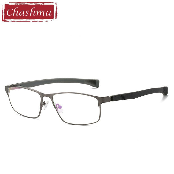 Chashma Ottica Men's Full Rim Square Tr 90 Stainless Steel Alloy Sport Eyeglasses 3076 Sport Eyewear Chashma Ottica Gray  