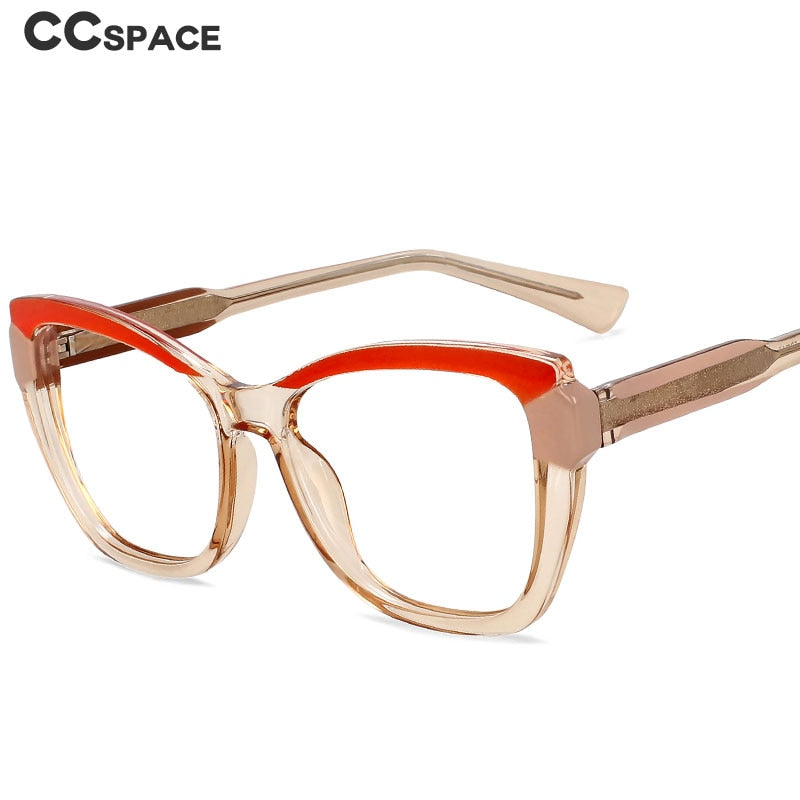 CCspace Unisex Full Rim Square Cat Eye Tr 90 Titanium Eyeglasses 54473 Full Rim CCspace