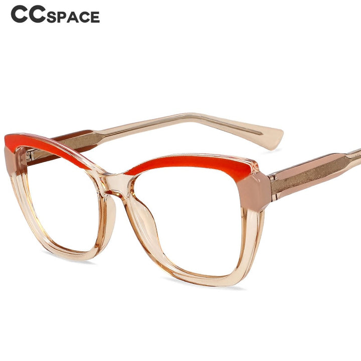 CCspace Unisex Full Rim Square Cat Eye Tr 90 Titanium Eyeglasses 54473 Full Rim CCspace