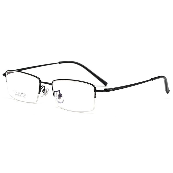 Gmei Men's Semi Rim Square Titanium Eyeglasses 8652f Semi Rim Gmei Optical Black