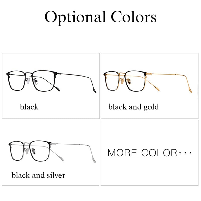 Hotochki Men's Full Rim Square Titanium Ip Electroplated Frame Eyeglasses W8083 Full Rim Hotochki