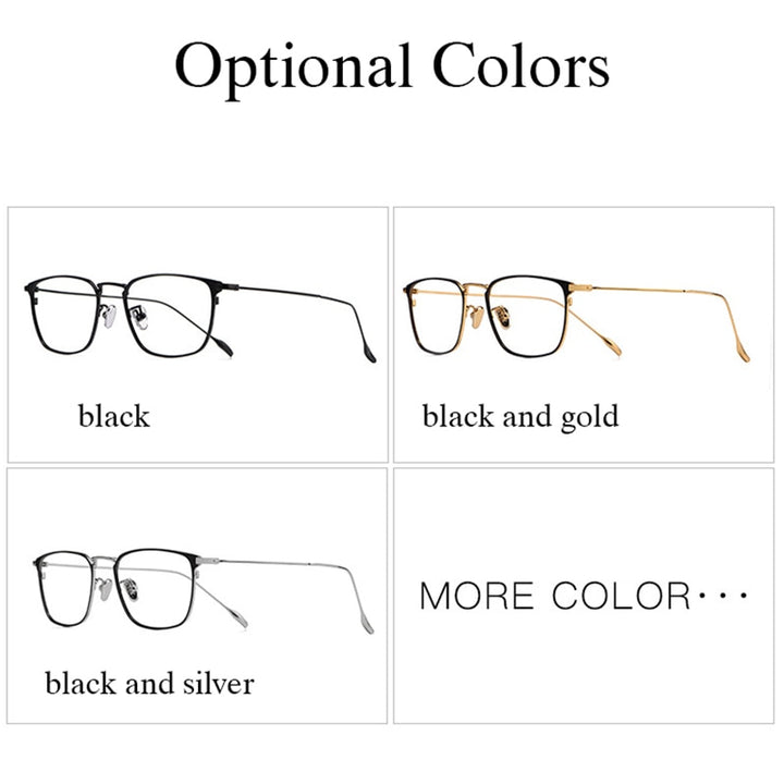 Hotochki Men's Full Rim Square Titanium Ip Electroplated Frame Eyeglasses W8083 Full Rim Hotochki